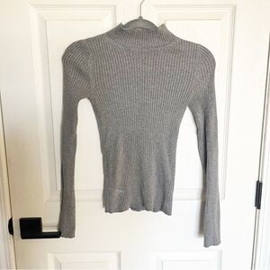 American Eagle Ribbed Mock Neck Sweater Knit Gray size Small